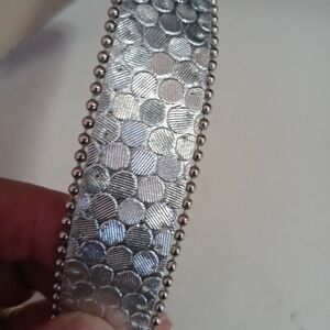 Silver Shimmer Embossed And Studded Faux Leather Belt ML